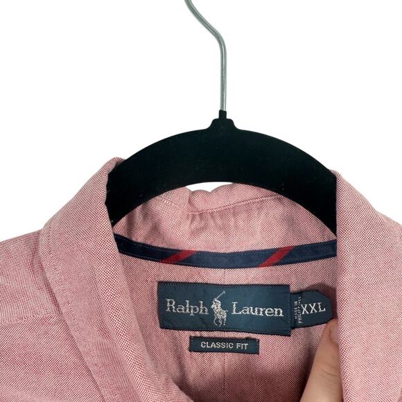 Ralph Lauren Classic Fit Long Sleeve Button Down Shirt Red Flesh Pony Mens XXL - Picture 3 of 5